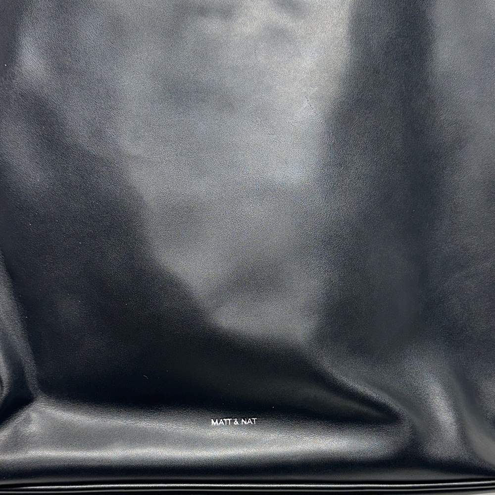 Matt & Nat France Tote Bag Vegan Faux Leather Double Shoulder Strap Purse Black - Picture 10 of 11
